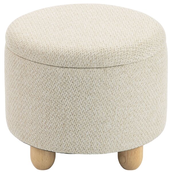 HOMCOM Pouf contenitore rotondo da 19 L effetto iuta con coperchio, beige | Aosom Italy