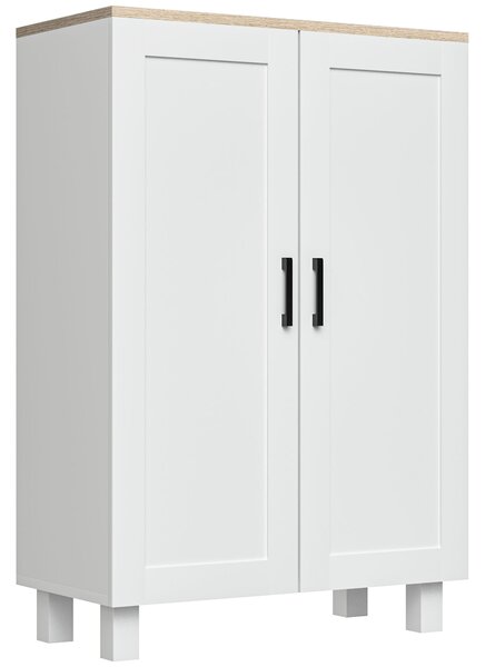 HOMCOM Credenza stile nordico con 2 ante, ripiano regolabile e base rialzata, 60x30x90 cm, bianco | Aosom Italy
