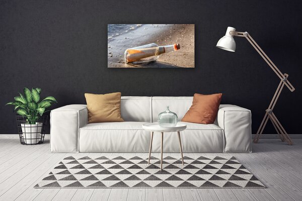 Quadro su tela Bottiglia da spiaggia lettera art 100x50 cm