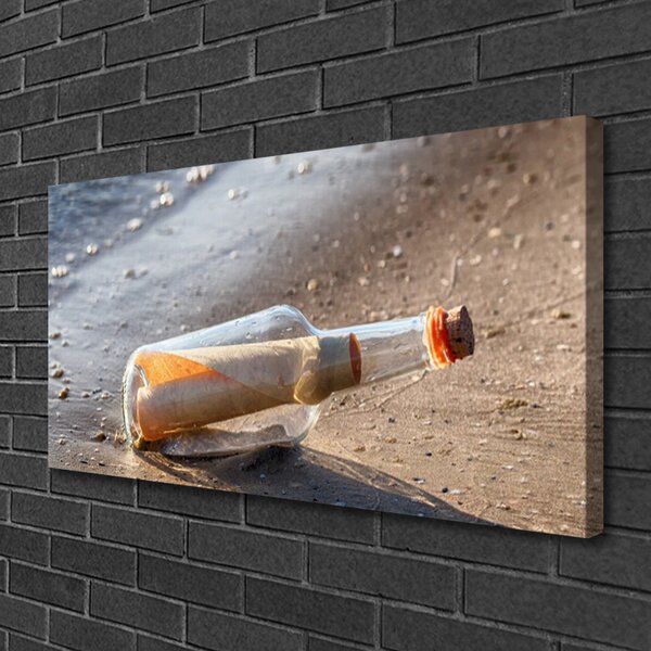 Quadro su tela Bottiglia da spiaggia lettera art 100x50 cm