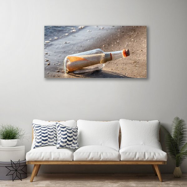 Quadro su tela Bottiglia da spiaggia lettera art 100x50 cm