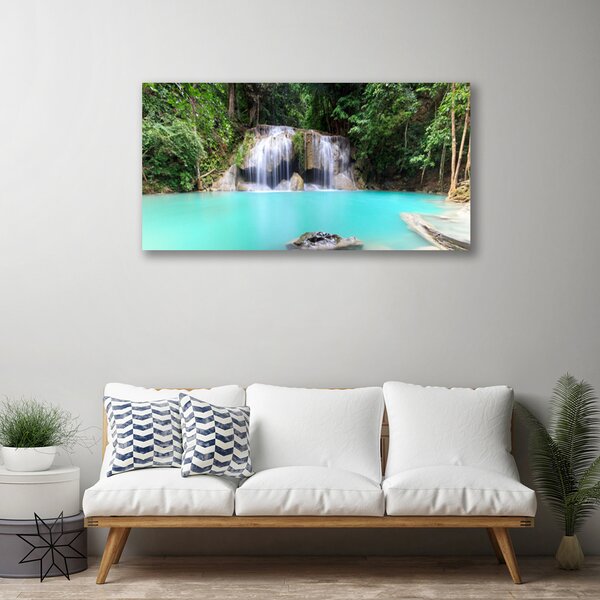Foto quadro su tela Cascata Lago Natura 100x50 cm