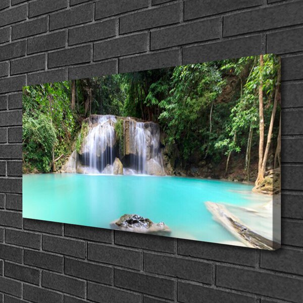 Foto quadro su tela Cascata Lago Natura 100x50 cm