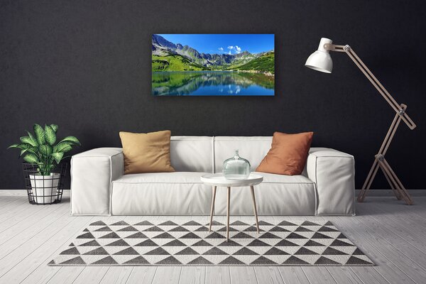 Quadro stampa su tela Paesaggio del lago di montagna 100x50 cm