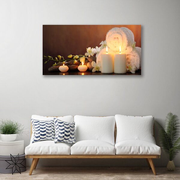 Quadro su tela Candele.Bagno.Art 100x50 cm