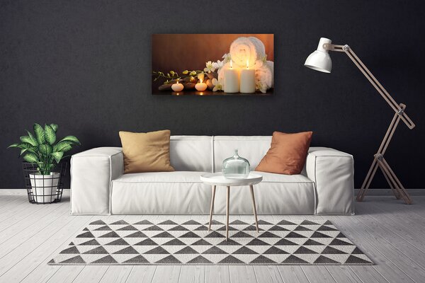 Quadro su tela Candele.Bagno.Art 100x50 cm