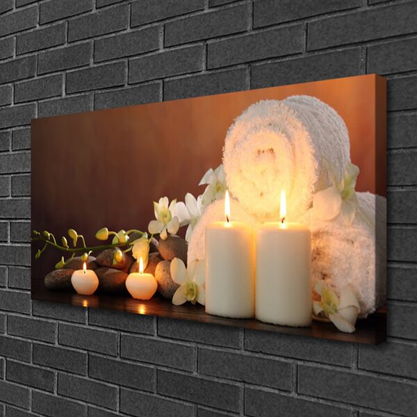 Quadro su tela Candele.Bagno.Art 100x50 cm