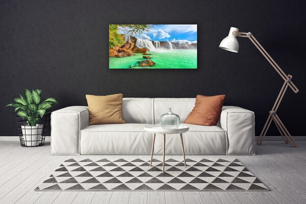 Quadro su tela Paesaggio del lago della cascata 100x50 cm