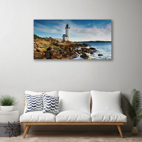 Quadro su tela Paesaggio del faro 100x50 cm