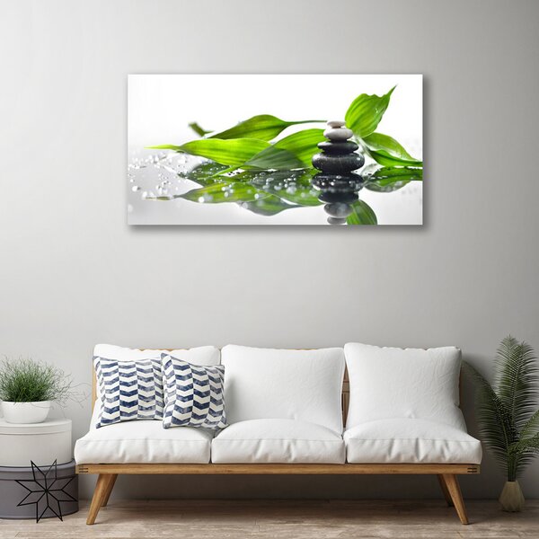 Foto quadro su tela Pietre, foglie, arte 100x50 cm
