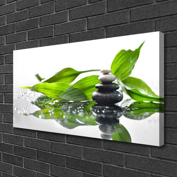Foto quadro su tela Pietre, foglie, arte 100x50 cm