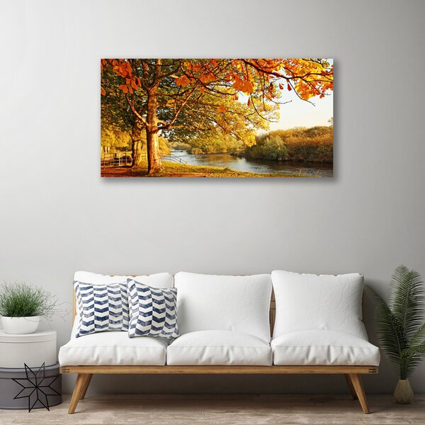 Quadro su tela Natura del lago dell'albero 100x50 cm