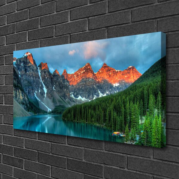 Quadro su tela Paesaggio del lago della foresta di montagna 100x50 cm