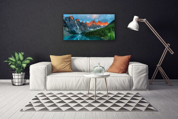 Quadro su tela Paesaggio del lago della foresta di montagna 100x50 cm