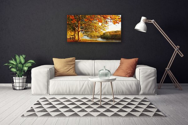 Quadro su tela Natura del lago dell'albero 100x50 cm