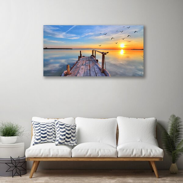 Quadro su tela Architettura del ponte sul mare 100x50 cm