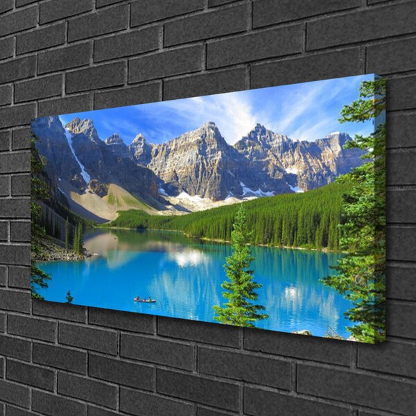 Stampa quadro su tela Paesaggio della foresta di montagna del lago 100x50 cm