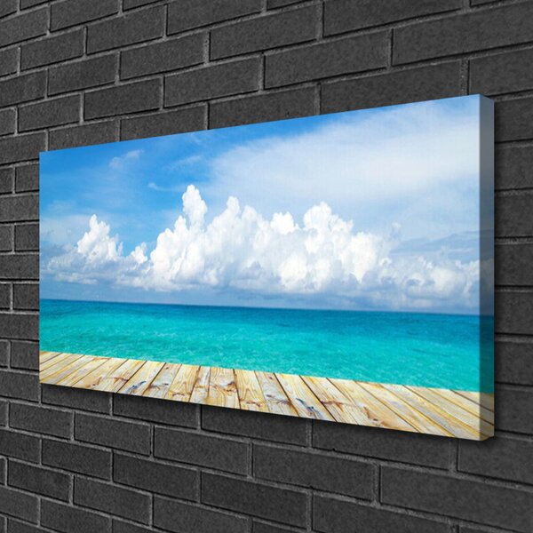 Quadro su tela Mare, nuvole, paesaggio del molo 100x50 cm