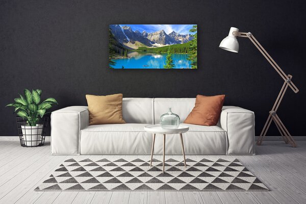 Stampa quadro su tela Paesaggio della foresta di montagna del lago 100x50 cm