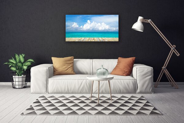Quadro su tela Mare, nuvole, paesaggio del molo 100x50 cm