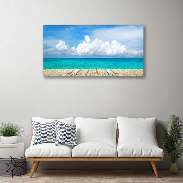 Quadro su tela Mare, nuvole, paesaggio del molo 100x50 cm
