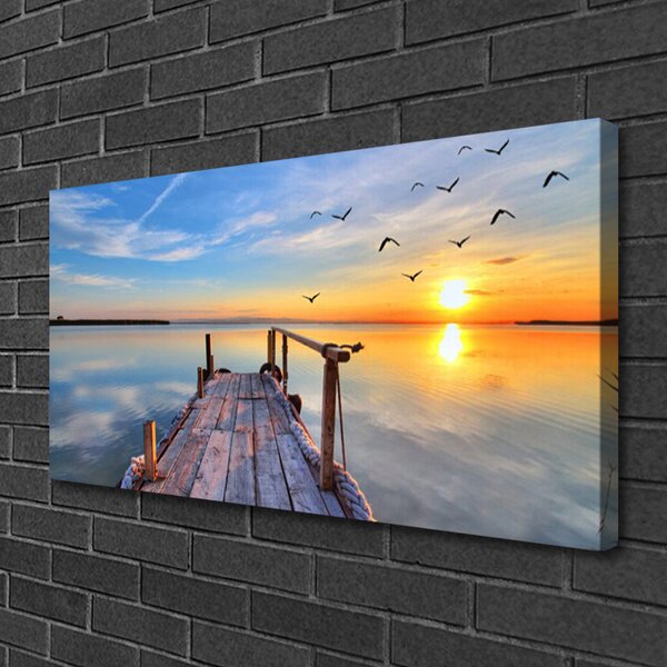 Quadro su tela Architettura del ponte sul mare 100x50 cm