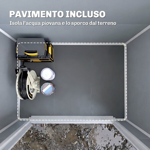 Outsunny Casetta da Giardino con Finestra e Doppia Porta con Serratura, Capanno per Attrezzi in Alluminio e PP, Grigio | Aosom Italy