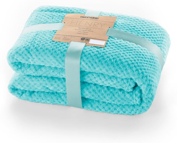 Copriletto Henry in microfibra turchese, 150 x 70 cm - DecoKing