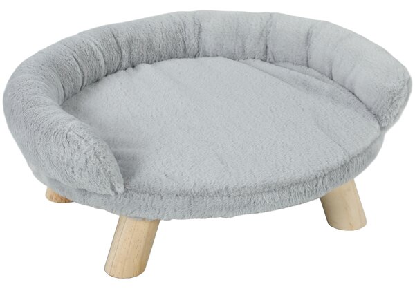 PawHut Cuccia Divanetto per Cani e Gatti Sfoderabile in Peluche con Schienale, 47x40x20 cm, Grigio