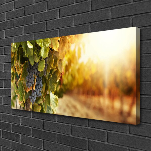 Quadro su tela Uva Foglie di cucina 100x50 cm