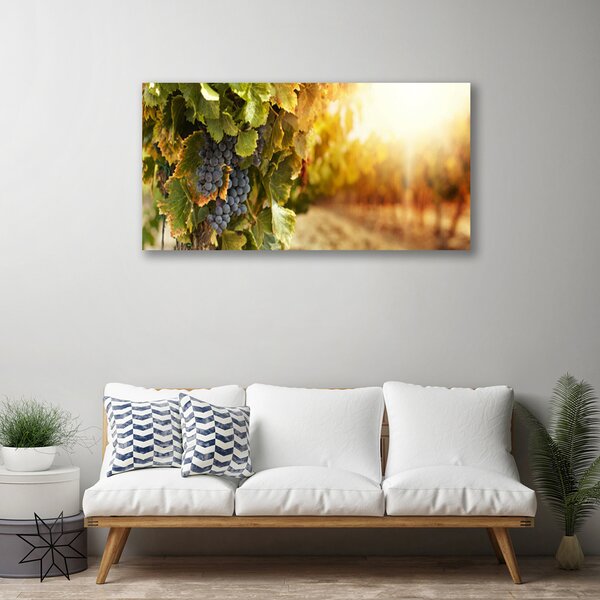 Quadro su tela Uva Foglie di cucina 100x50 cm