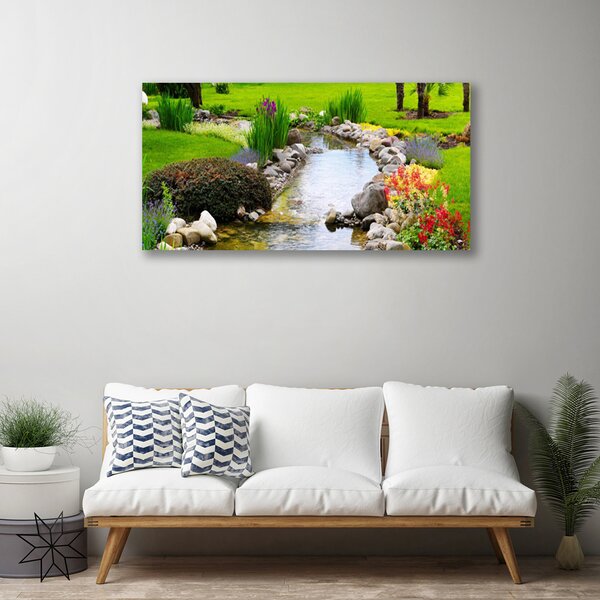 Quadro su tela Giardino Lago Natura 100x50 cm