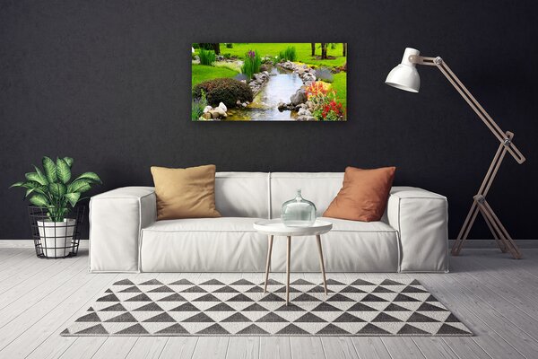 Quadro su tela Giardino Lago Natura 100x50 cm