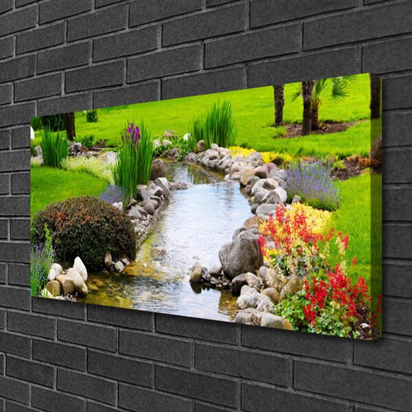 Quadro su tela Giardino Lago Natura 100x50 cm