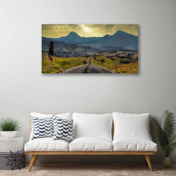 Quadro su tela Strada al paesaggio di montagna 100x50 cm