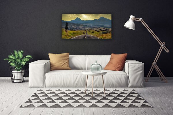 Quadro su tela Strada al paesaggio di montagna 100x50 cm