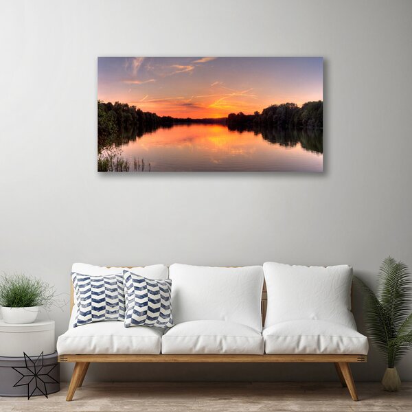 Quadro su tela Paesaggio della foresta del lago 100x50 cm