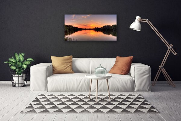 Quadro su tela Paesaggio della foresta del lago 100x50 cm