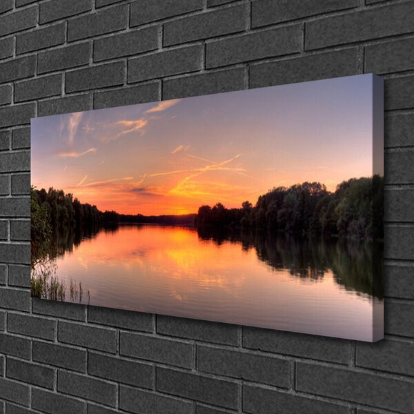 Quadro su tela Paesaggio della foresta del lago 100x50 cm