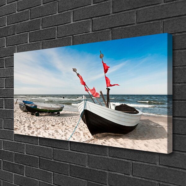 Quadro su tela Barca, spiaggia, paesaggio 100x50 cm