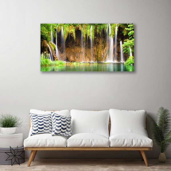 Quadro su tela Cascata Lago Natura 100x50 cm