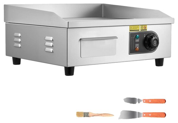 Piastra grill elettrica, 2800W, 220V, superficie di cottura 45 x 30 cm, intervallo di temperatura 50-300°C, spessore della piastra di cottura 0,8 cm