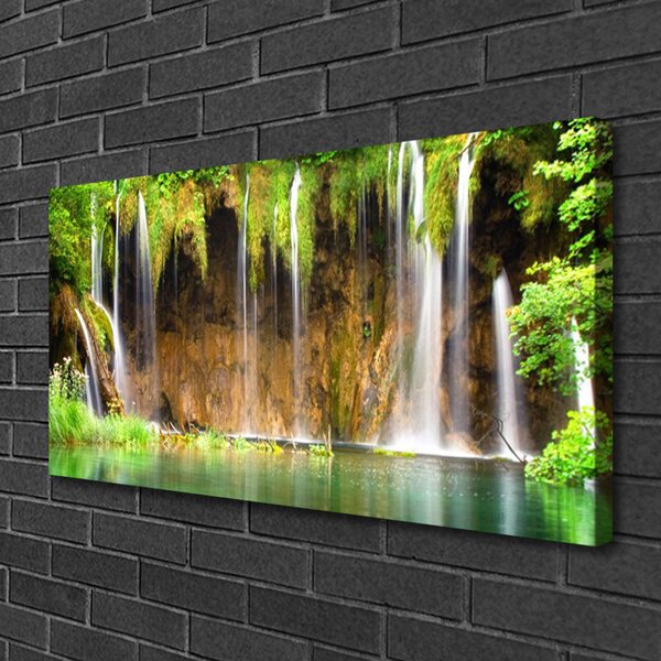 Quadro su tela Cascata Lago Natura 100x50 cm