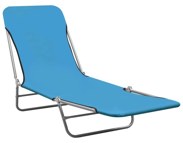 Lettini Prendisole Pieghevoli 2pz in Acciaio e Tessuto Blu