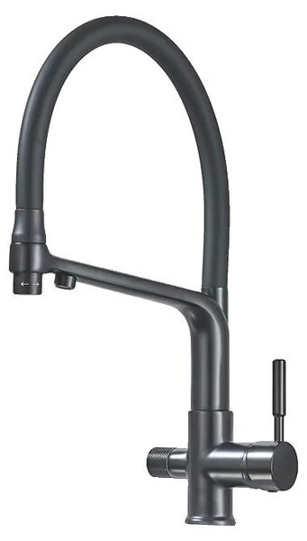 Rubinetto da cucina, struttura in ottone, design a due maniglie, finitura nera opaca