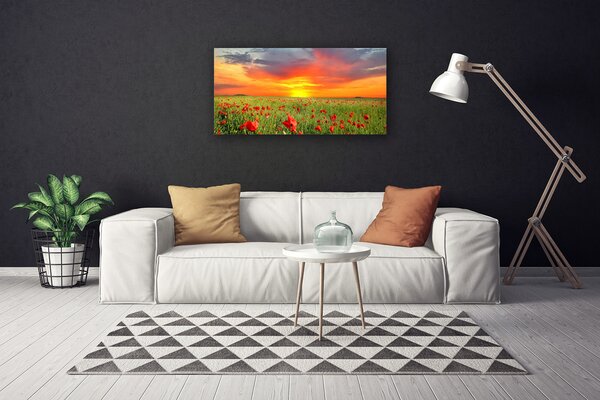Quadro su tela Papaveri. Sole. Pianta. Natura 100x50 cm