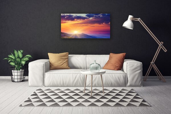 Quadro su tela Paesaggio di montagna del sole 100x50 cm