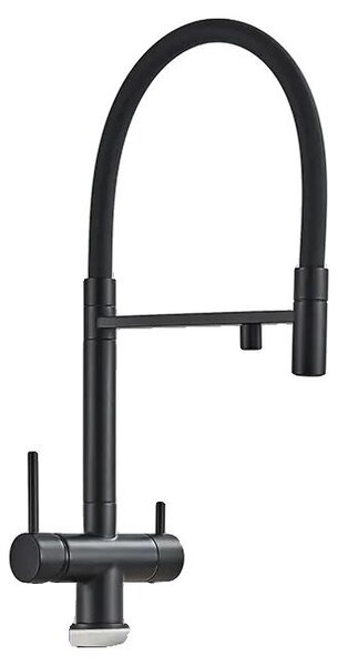 Rubinetto da cucina, a due manopole, rotazione a 360°, colore nero