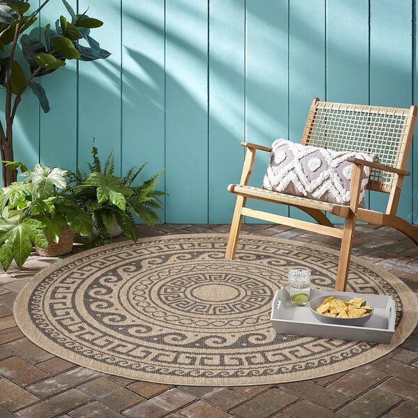 Tappeto rotondo per esterni nero e beige ø 120 cm Comilla - Ayyildiz Carpets