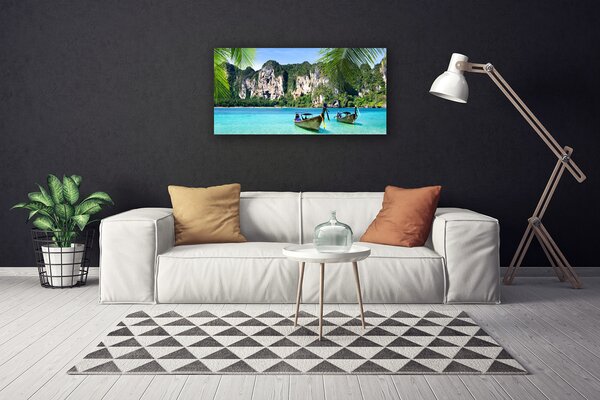 Quadro su tela Paesaggio marino in barca 100x50 cm